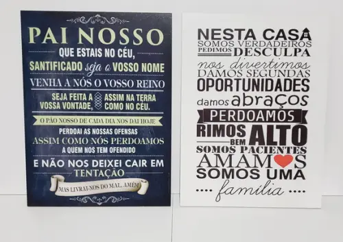 kit com 2 Placas decorativas Frases religiosas lar em MDF