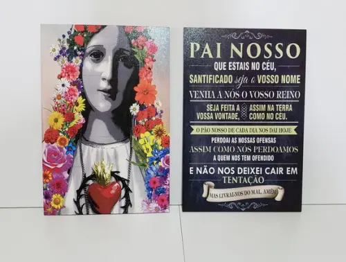 kit com 2 Placas decorativas Nossa Senhora de Fátima MDF