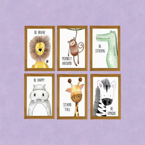 kit 6 Placas decorativas safári inglês em MDF 20x30cm