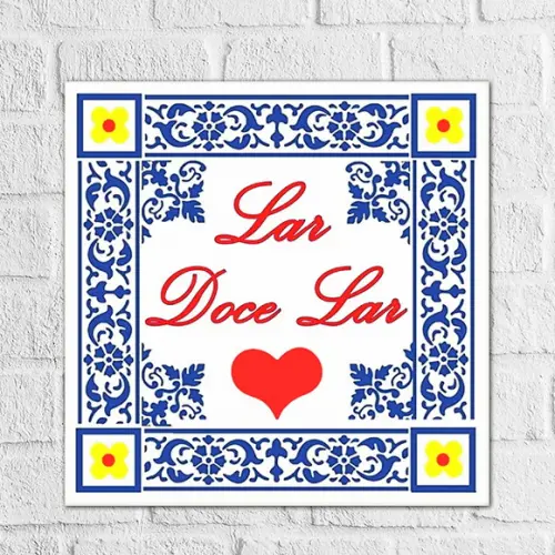 Placas decorativas Frases lar doce lar em mdf 20x20