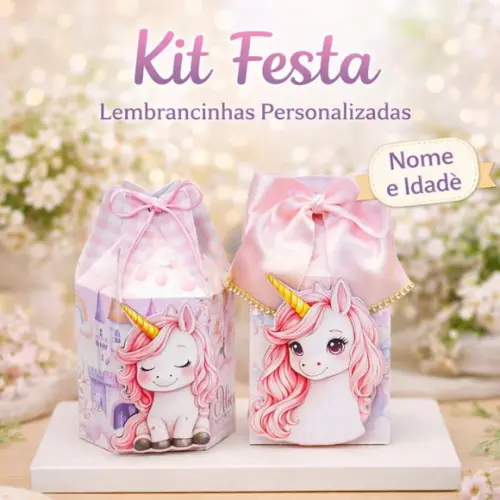 Kit Festa Unicórnio Personalizado Nome e Idade - 20 Peças