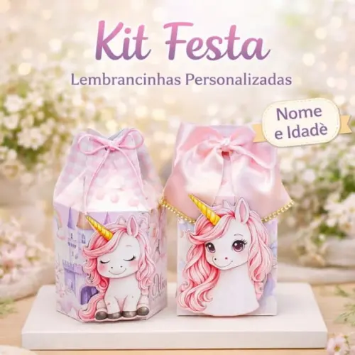 Kit Festa Unicórnio Personalizado Nome e Idade - 30 Peças