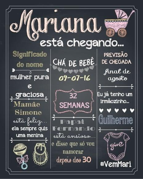 Arte digital Chalkboard Chá de Bebê