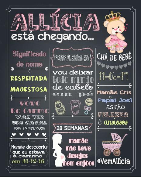 Arte digital Chalkboard Chá de Bebê