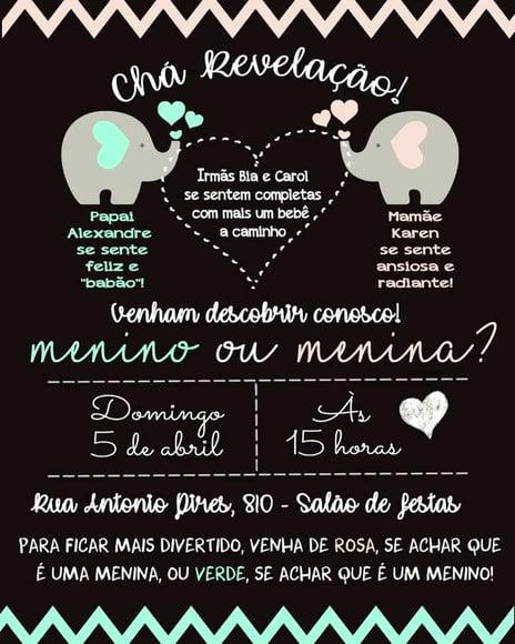 Convite digital Chá Revelação