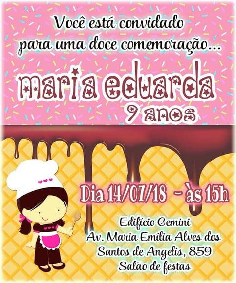 Convite digital Confeitaria