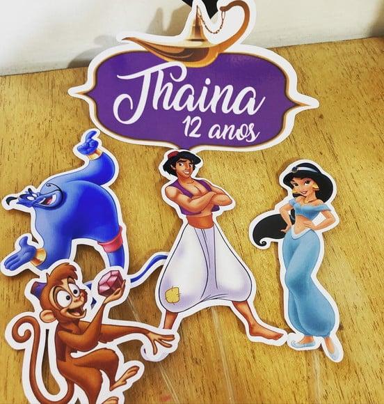 Kit topper de bolo + 20 toppers de docinhos Alladim