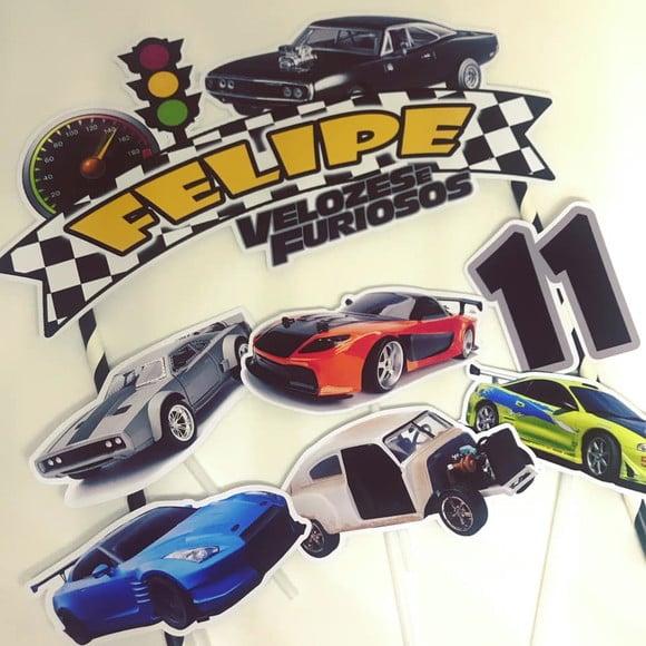 Kit topper de bolo + 20 toppers docinhos Velozes e Furiosos