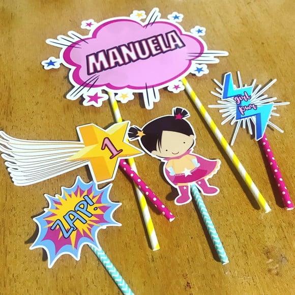 Kit Topper de bolo + Bandeirola Girl Power