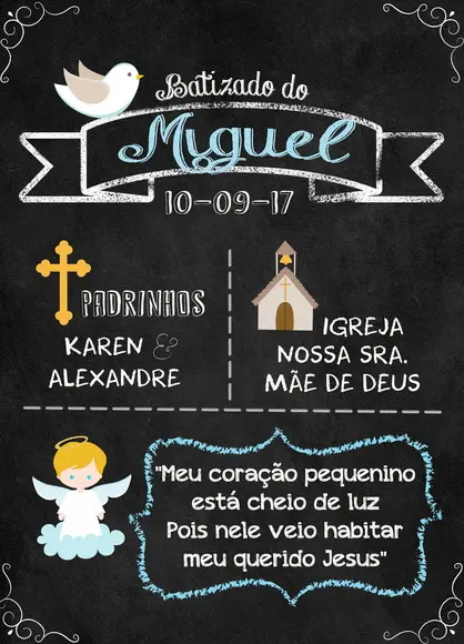 Chalkboard Digital Batizado Oração