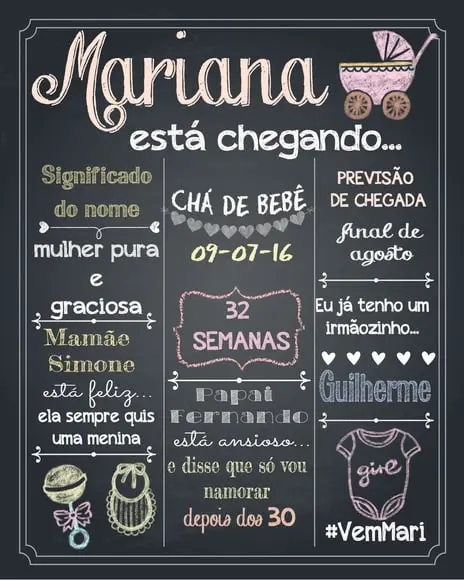 Arte digital Chalkboard Chá de Bebê