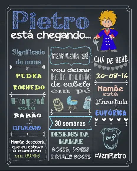 Arte digital Chalkboard Chá de Bebê