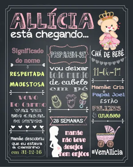 Arte digital Chalkboard Chá de Bebê