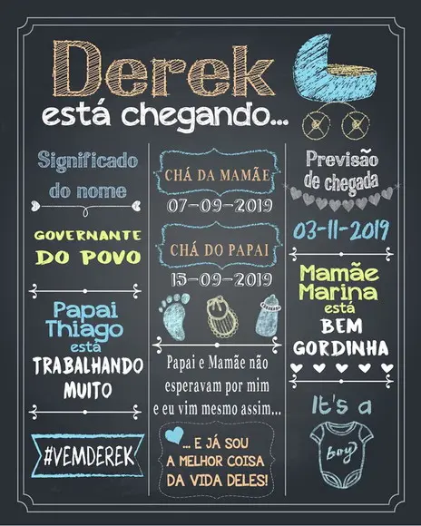 Arte digital Chalkboard Chá de Bebê