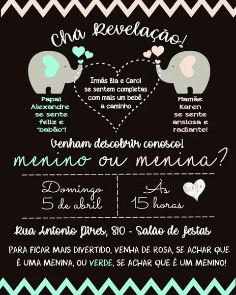 Convite digital Chá Revelação