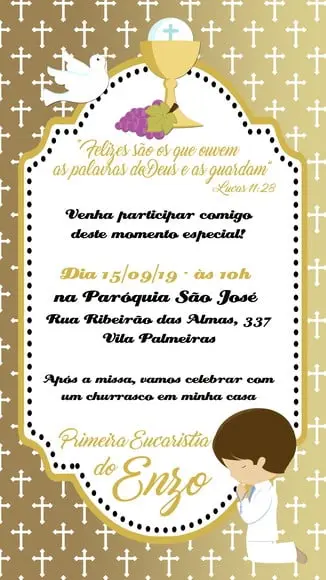 Convite digital Primeira Eucaristia