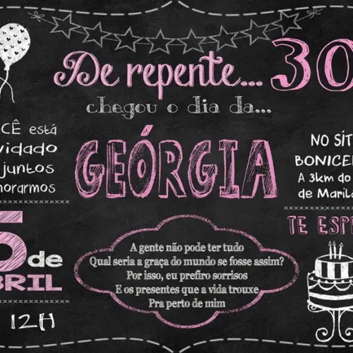 Convite digital chalkboard