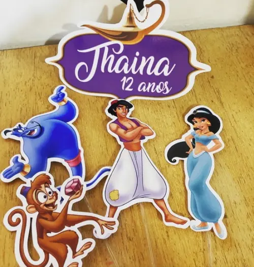 Kit topper de bolo + 20 toppers de docinhos Alladim