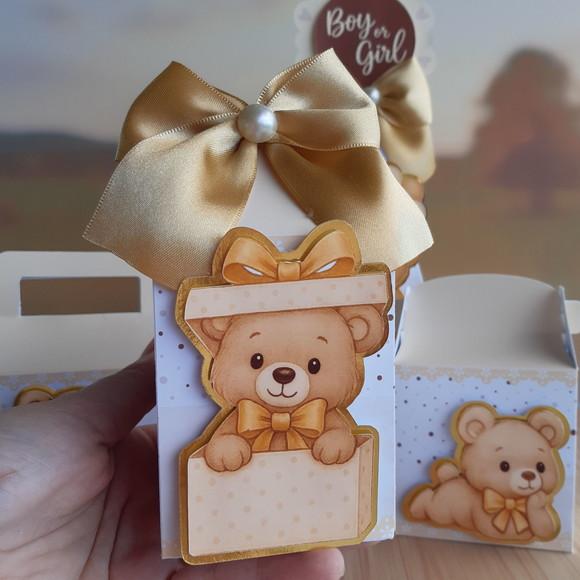 Lembrancinha Chá Revelação Ursinho Dourado Luxo 20 un Person