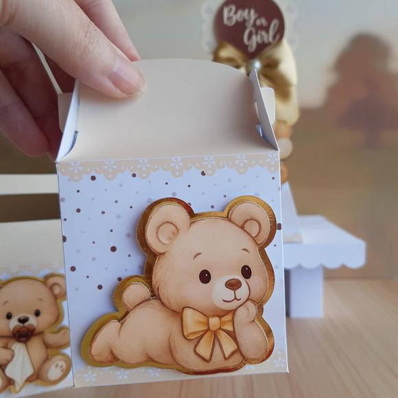 Lembrancinha Chá Revelação Ursinho Dourado Luxo 20 un Person