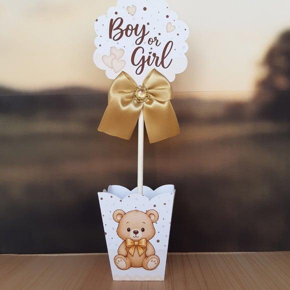 Centro de Mesa Cachepô 8un Personalizado Luxo Chá Revelação