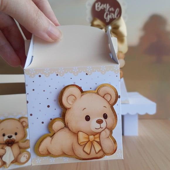 Lembrancinha Chá Revelação Ursinho Dourado Luxo 20 un Person