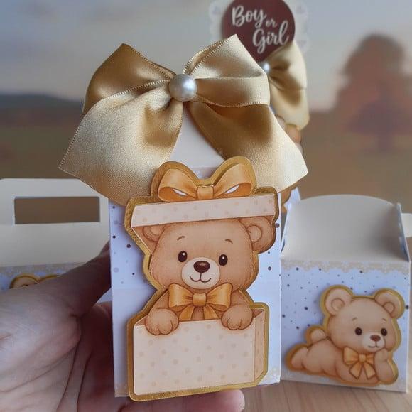 Lembrancinha Chá Revelação Ursinho Dourado Luxo 20 un Person
