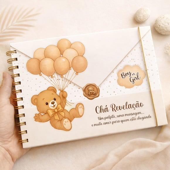 Livro de Mensagens Chá Revelação A5 Personalizado Capa Dura (F