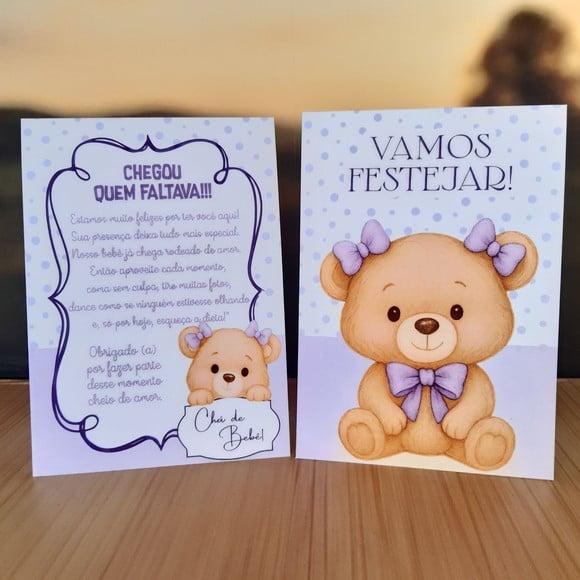Plaquinha de Mesa Chá de Bebê Lilás Kit 10 Personalizada