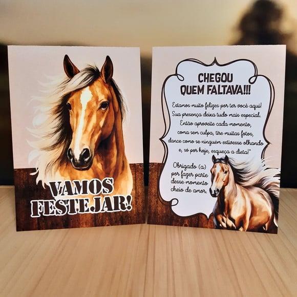 Plaquinha de Mesa Cavalo Kit 10 Personalizada