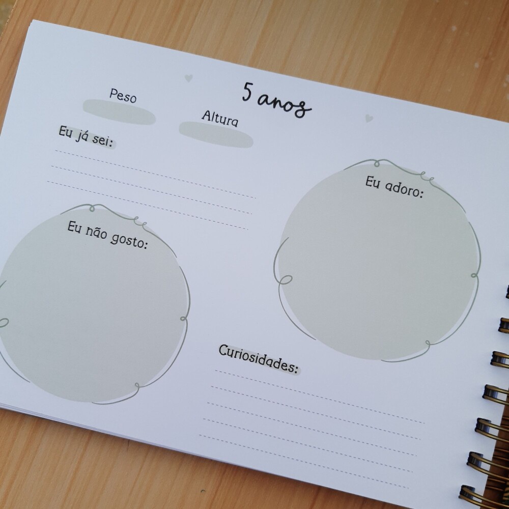 Livro do Bebê Safari Luxo Personalizado A5 Horizontal (Qualquer