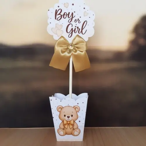 Centro de Mesa Cachepô 8un Personalizado Luxo Chá Revelação