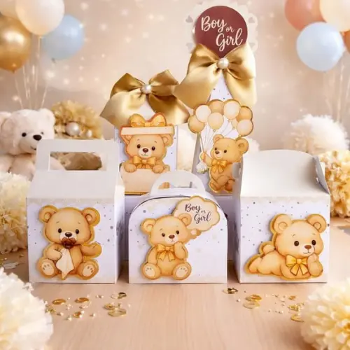 Lembrancinha Chá Revelação Ursinho Dourado Luxo 20 un Person