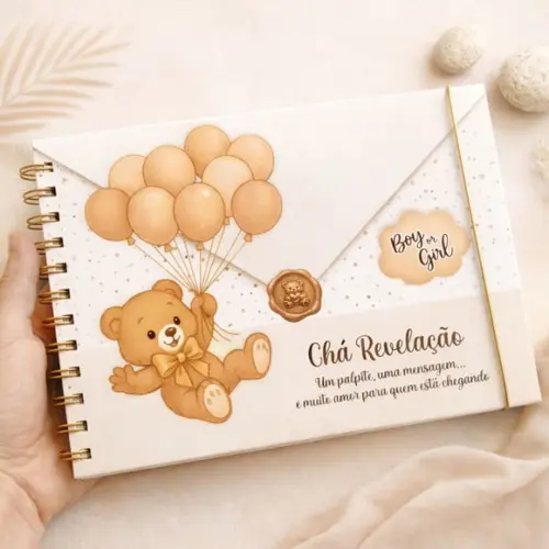 Livro de Mensagens Chá Revelação A5 Personalizado Capa Dura (Fazemos qualquer tema)