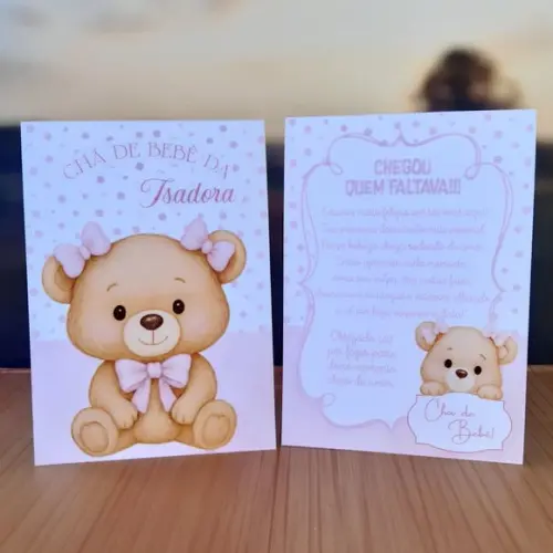 Plaquinha de Mesa Chá de Bebê Rosa Kit 10 Personalizada
