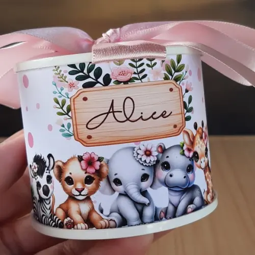 Tubolata Personalizada Safari 6x5cm Lembrancinha | 10 Unid.
