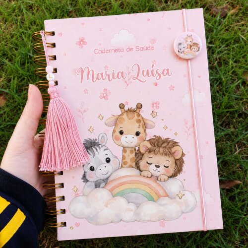 Caderneta de Vacinação Personalizada Safari cute menina