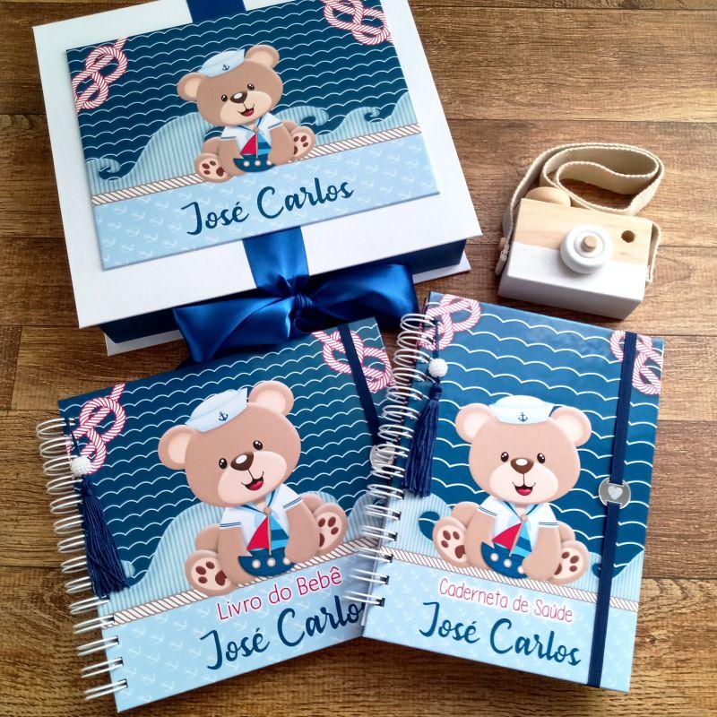 Kit Livro do Bebê, Caderneta de Vacina e Caixa Personalizada