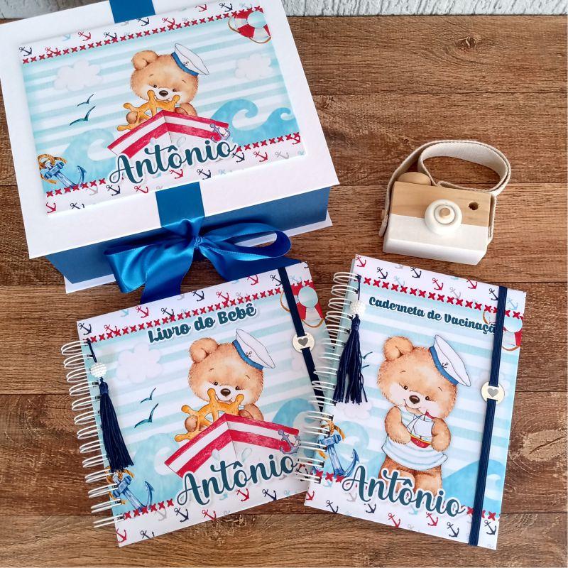 Kit Livro do Bebê, Caderneta de Vacina e Caixa Personalizada