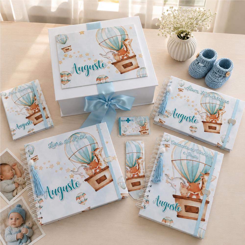 Kit Maternidade Livro do Bebê Animais Baloeiros