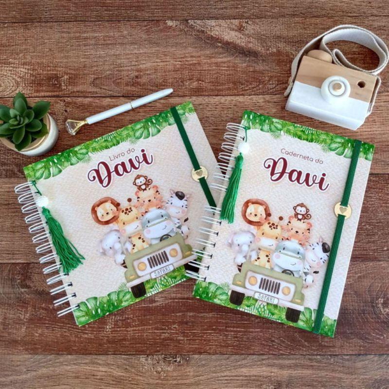 Kit Livro do Bebê e Caderneta de Vacinação e Saúde Safari