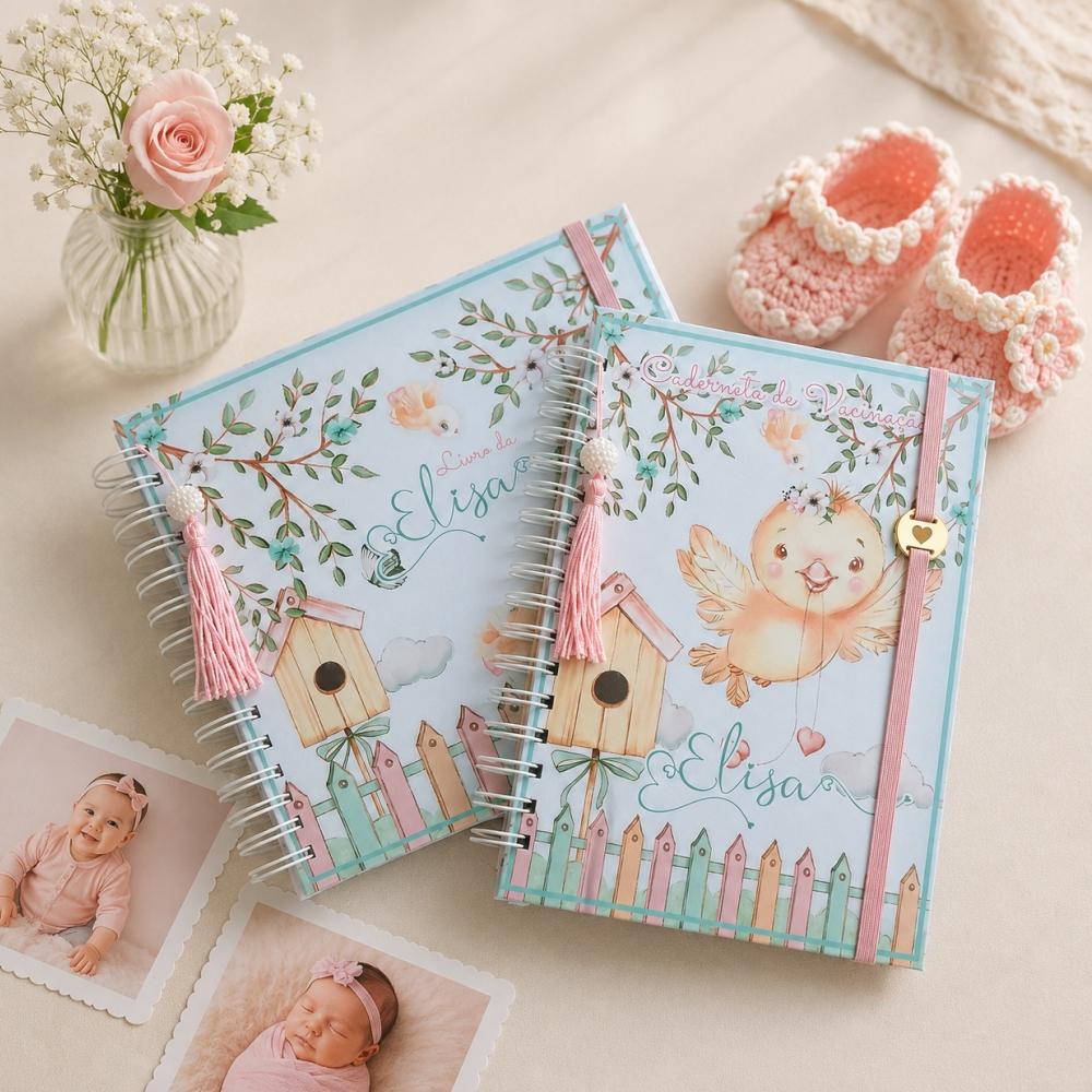 Kit Livro do Bebê e Caderneta de Vacinação e Saúde Jardim Enc