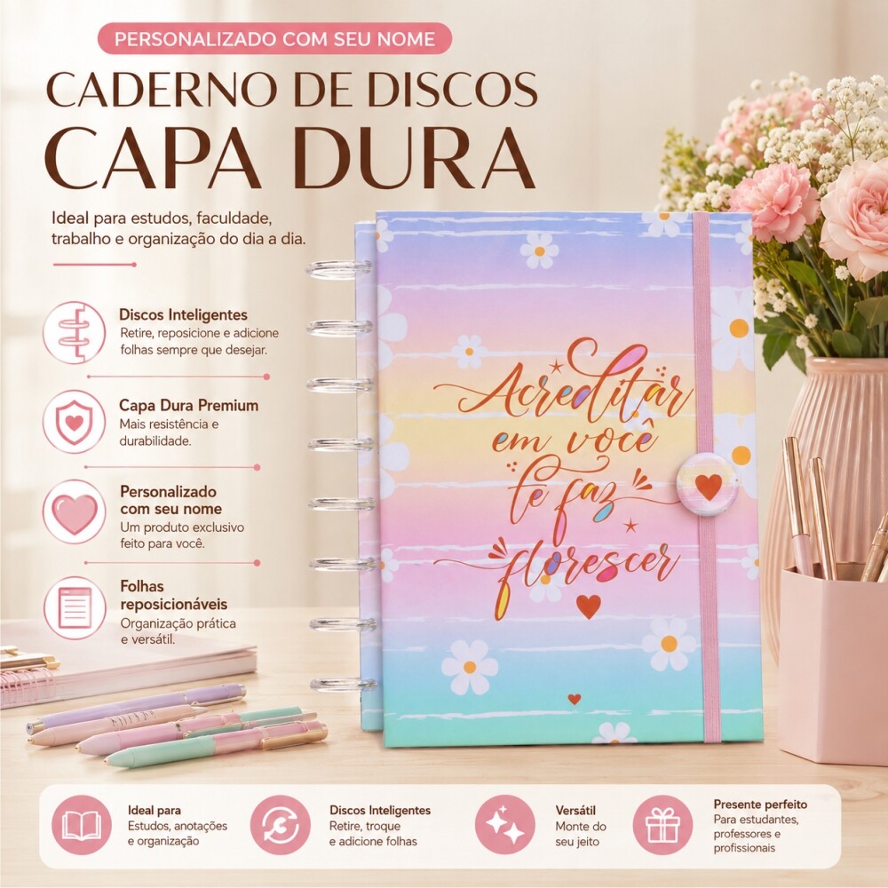 Caderno de Discos A5 Personalizado com Nome Capa Dura