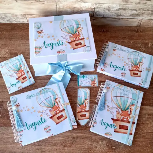 Kit Maternidade Livro do Bebê Animais Baloeiros