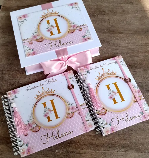 Kit Livro do Bebê, Caderneta de Vacina e Caixa Personalizada