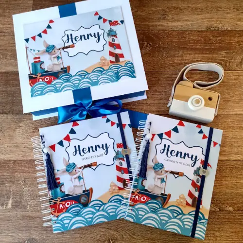 Kit Livro do Bebê, Caderneta de Vacina e Caixa Personalizada