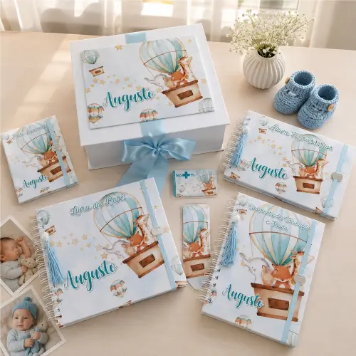 Kit Maternidade Livro do Bebê Animais Baloeiros