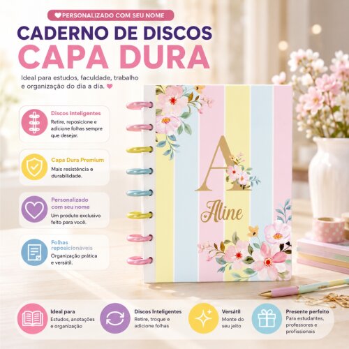 Caderno de Discos A5 Personalizado com Nome Capa Dura