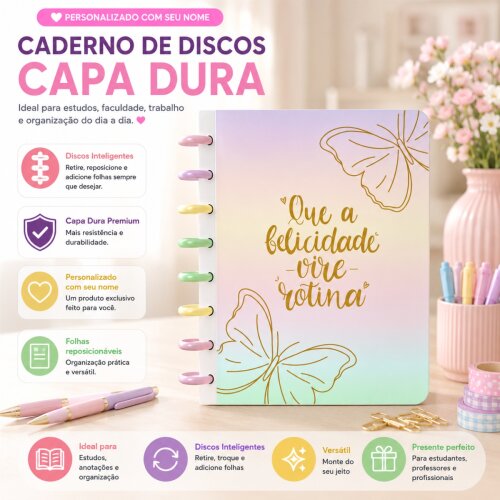 Caderno de Discos A5 Personalizado com Nome Capa Dura