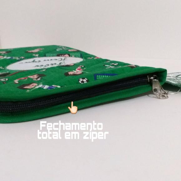 Capa para caderneta de vacina futebol com ziper